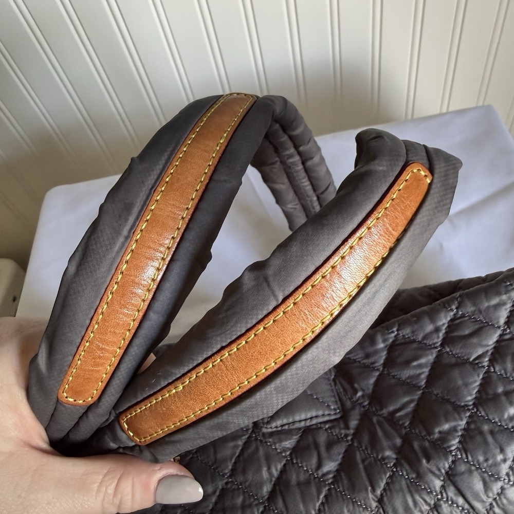 MZ Wallace Medium Metro City Tote Magnet Gray Quilted Shoulder Bag Purse Travel - Picture 13 of 14